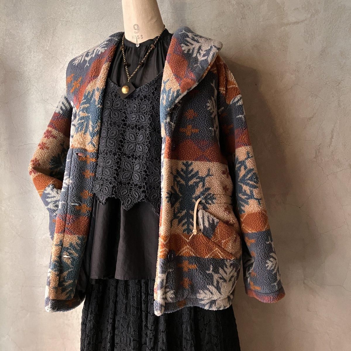 ե ơ Υǥå ܥ 㥱åȡFrench Vintage Nordic Pattern Boa Jacket