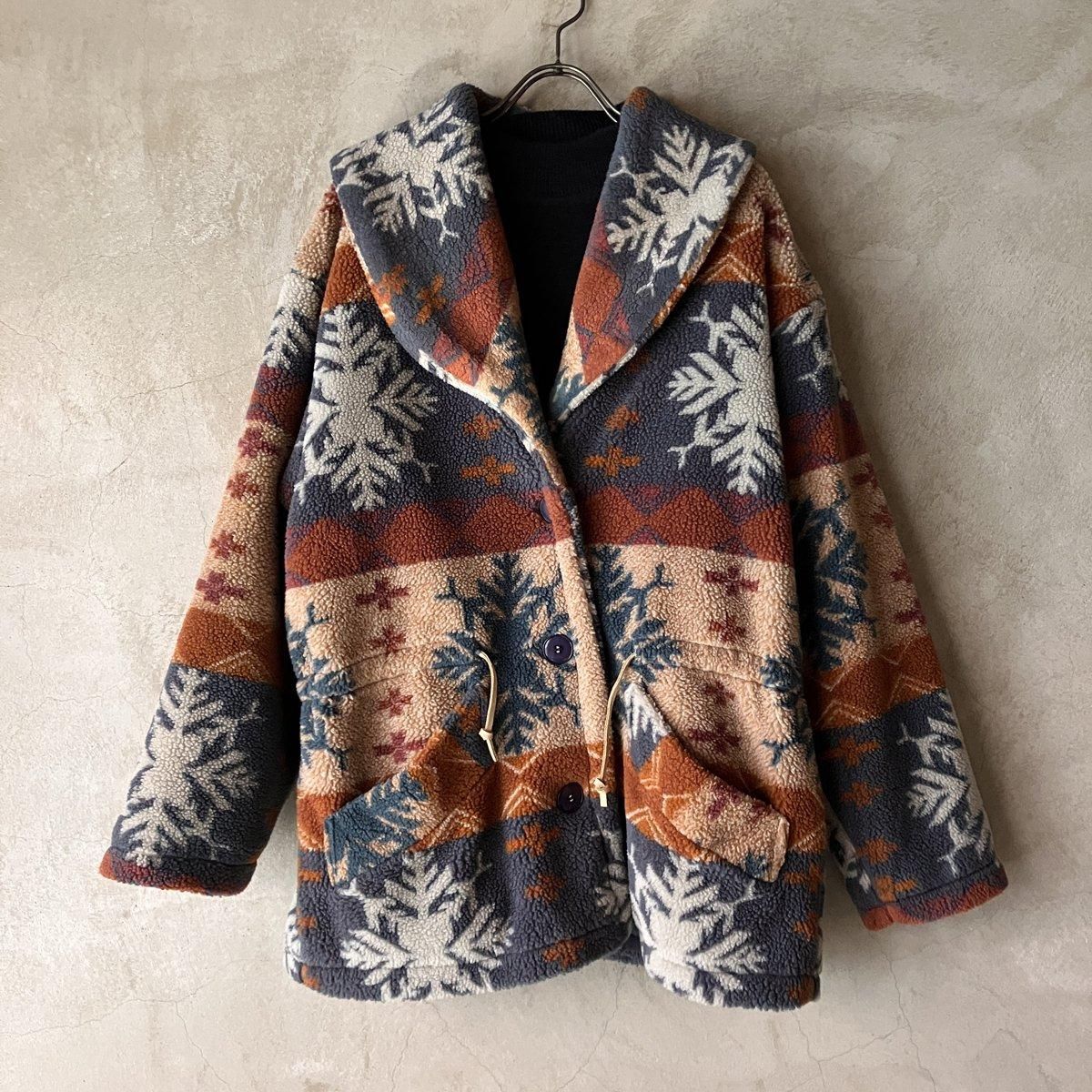 ե ơ Υǥå ܥ 㥱åȡFrench Vintage Nordic Pattern Boa Jacket