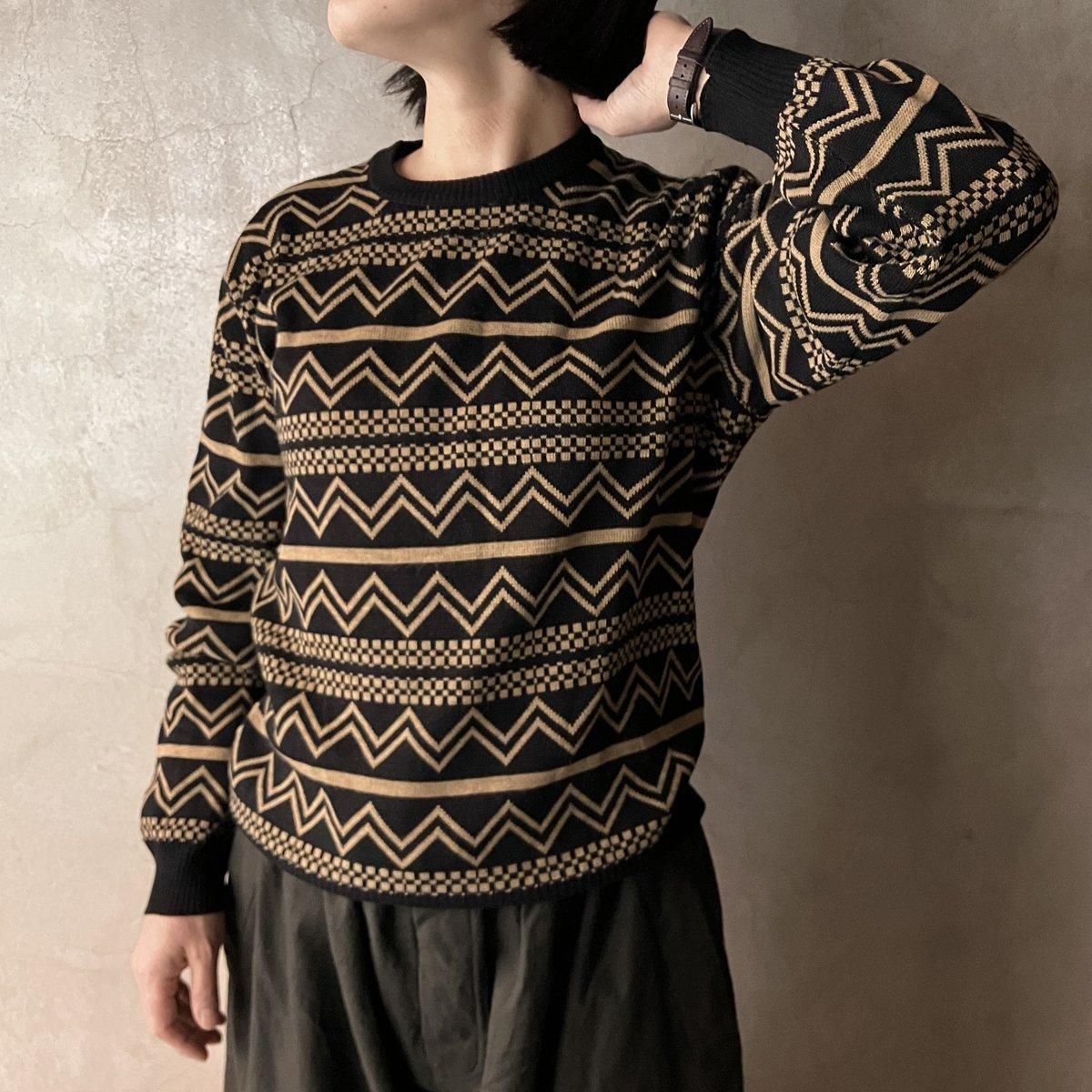ե ơ ȥå ˥åȡFrench Vintage Geometric Pattern Knit