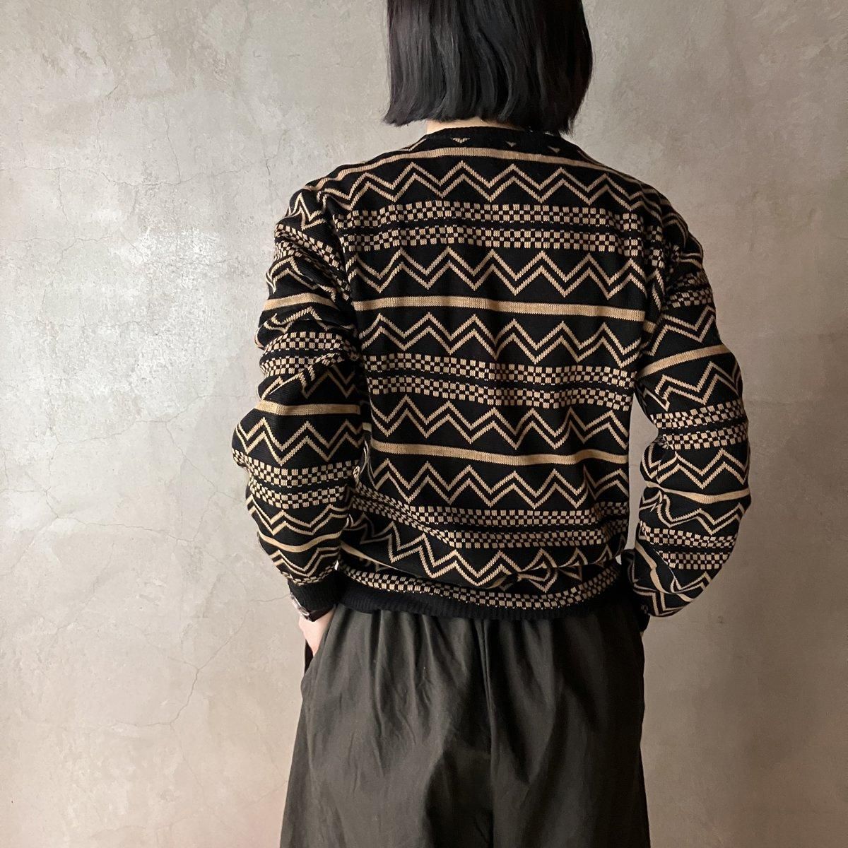 ե ơ ȥå ˥åȡFrench Vintage Geometric Pattern Knit