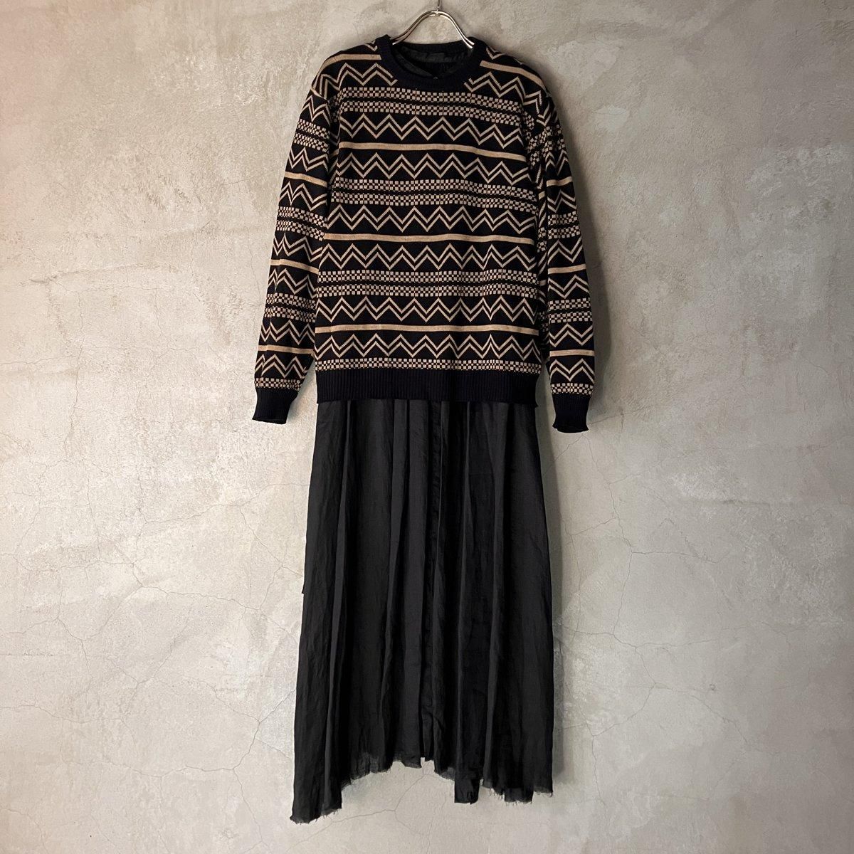 ե ơ ȥå ˥åȡFrench Vintage Geometric Pattern Knit