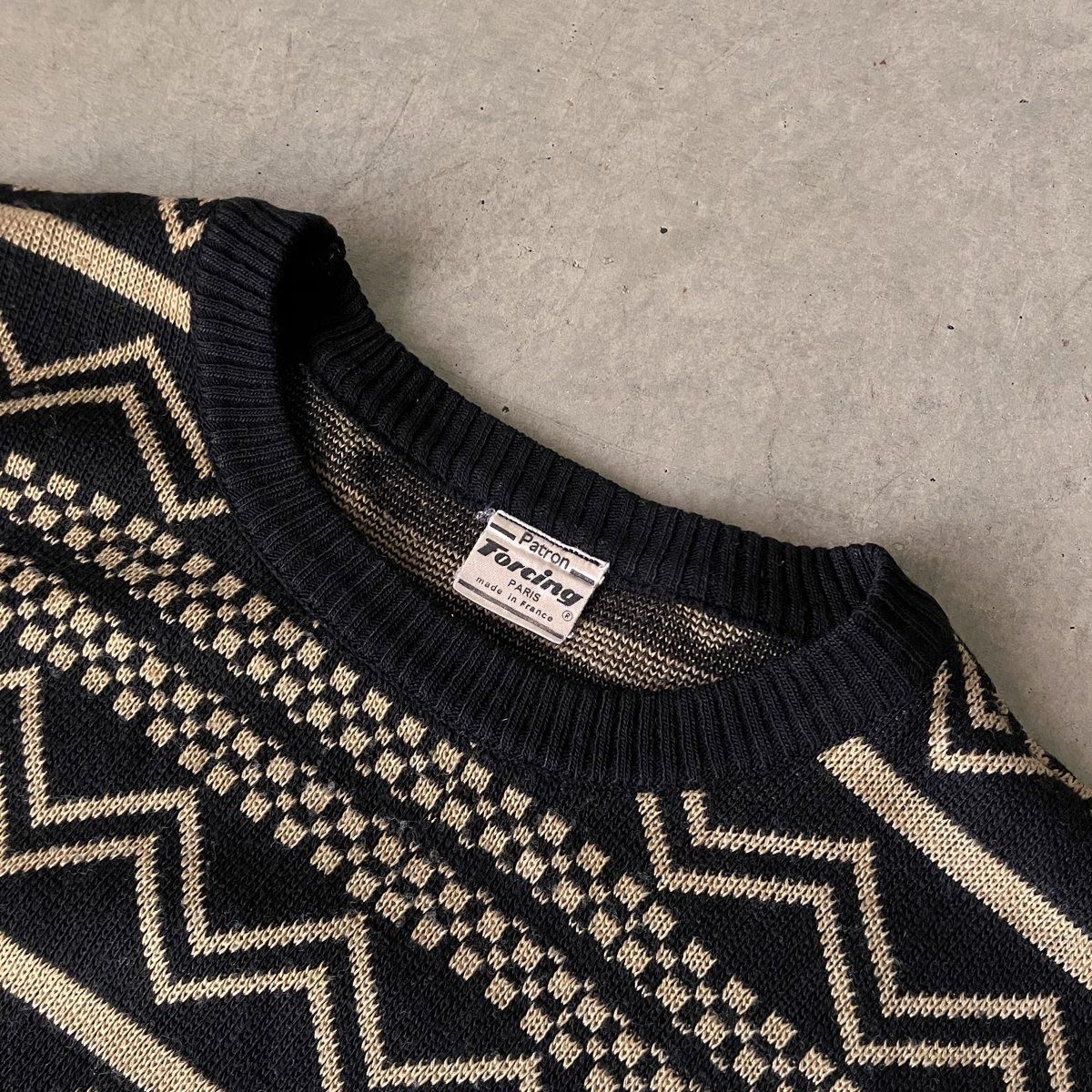 ե ơ ȥå ˥åȡFrench Vintage Geometric Pattern Knit