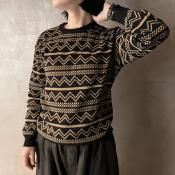 ե ơ ȥå ˥åȡFrench Vintage Geometric Pattern Knit