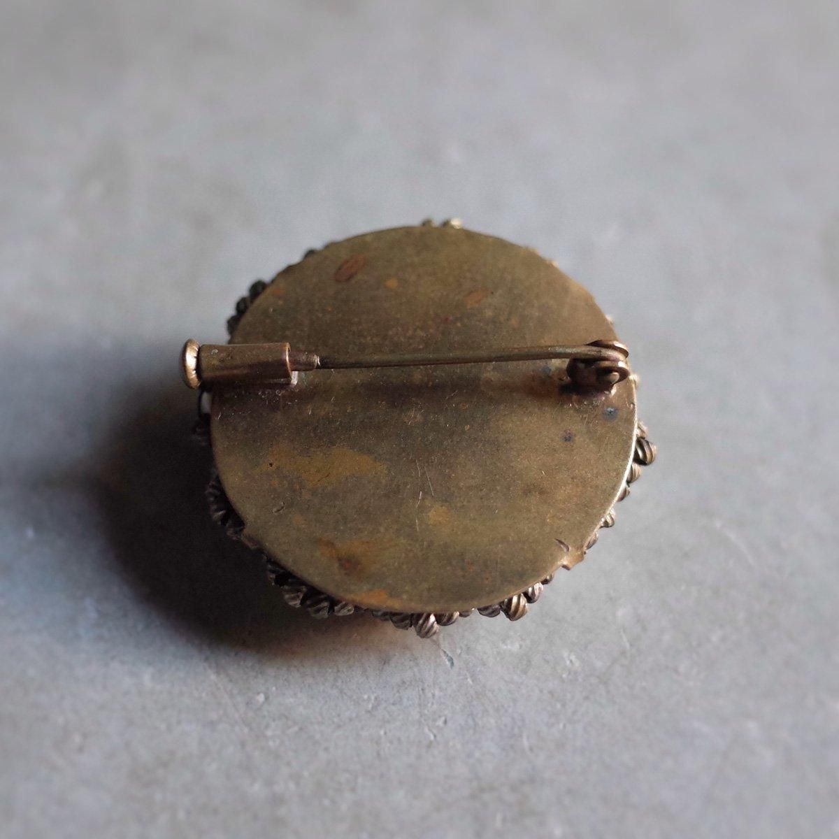 ᥿ ѡӡ ꥢ饹 ֥1940's Metal Pearl Beads Clear Glass Brooch 