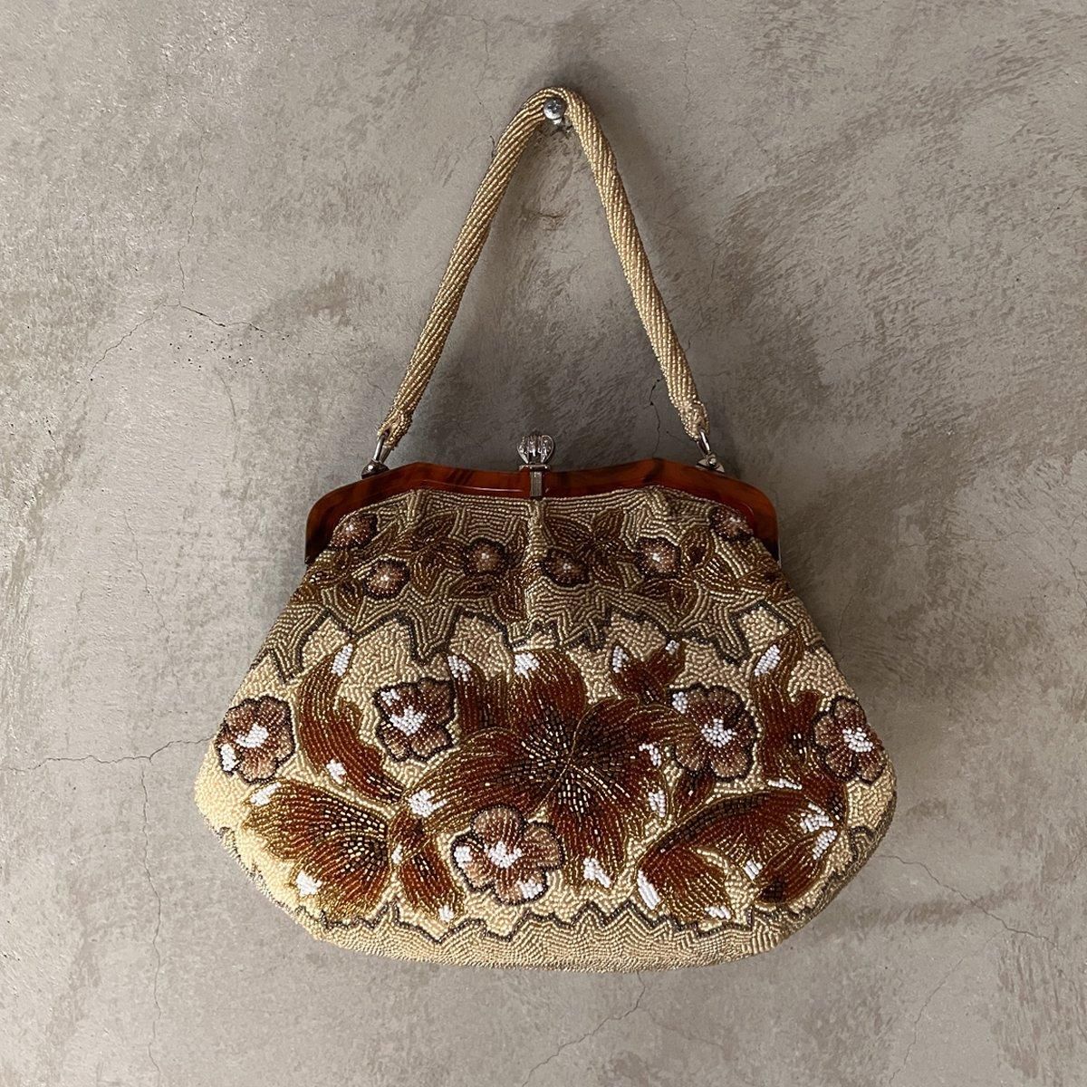 ơ ӡХå  Vintage Beaded Bag Floral Pattern˥֥饦  ١
