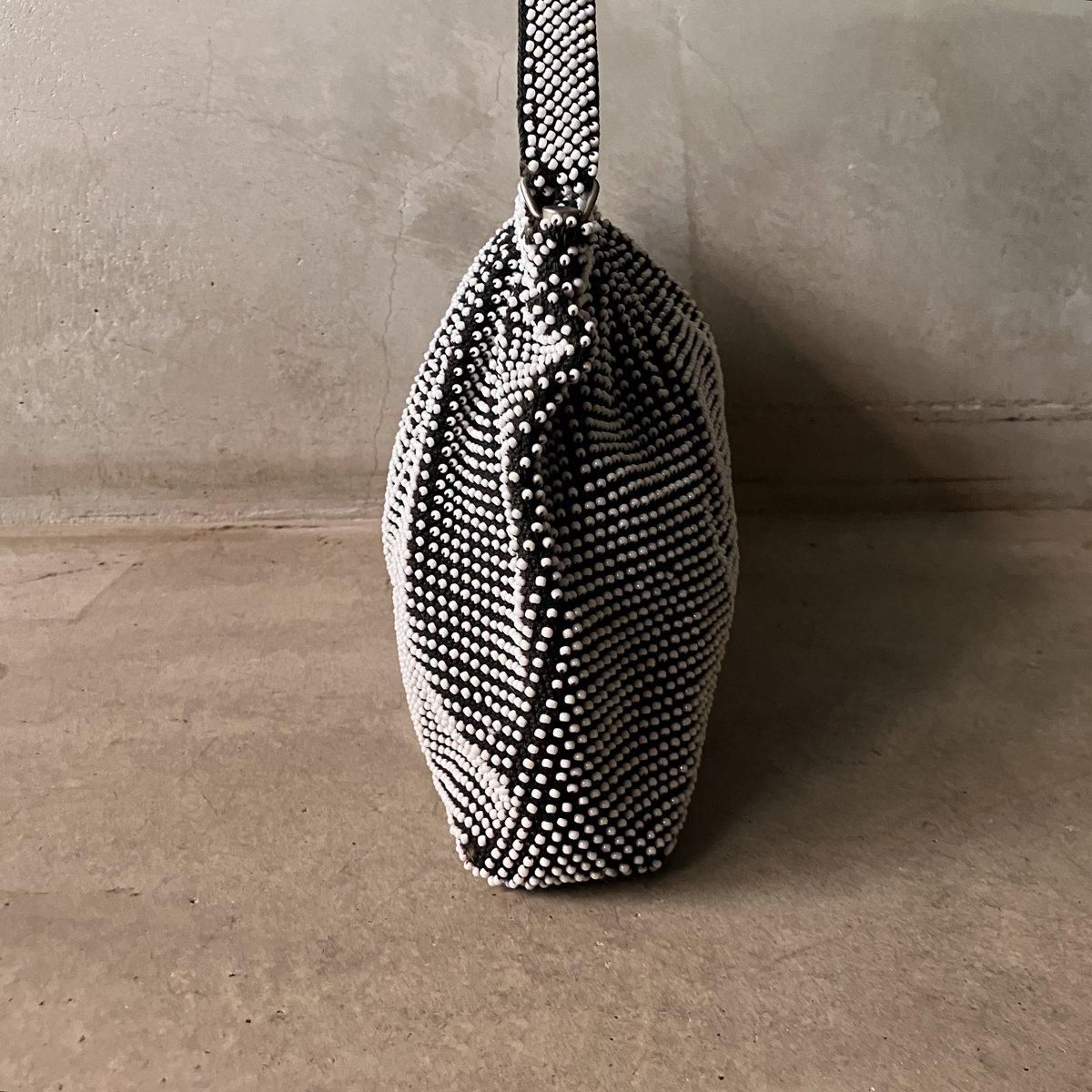 ヴィンテージ ビーズクロッシェ ピンドット柄 バッグ（Vintage Beaded