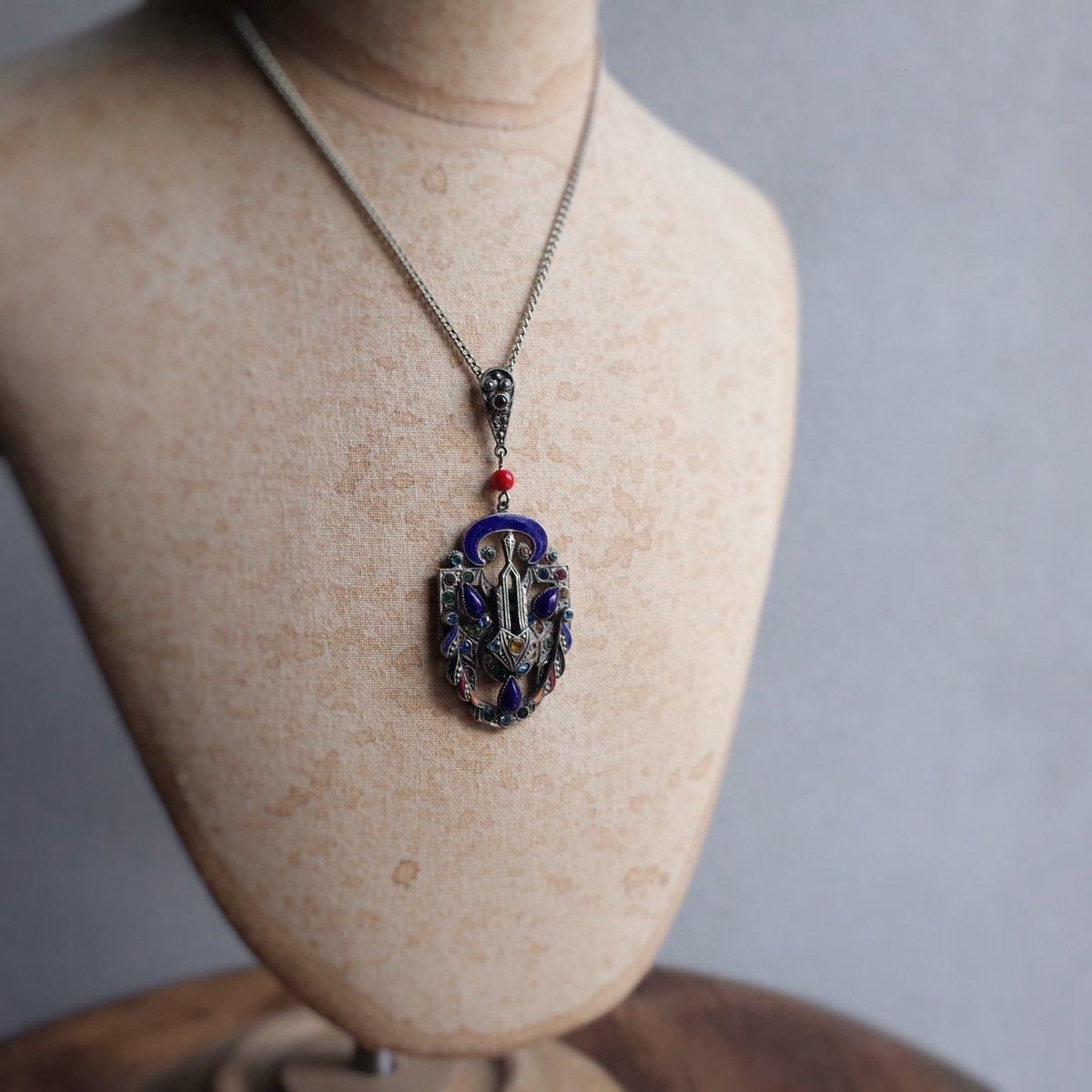 ᥿ ʥ ޥ顼 饹 ͥå쥹1920-30's Enamel Multi Color Glass Necklace