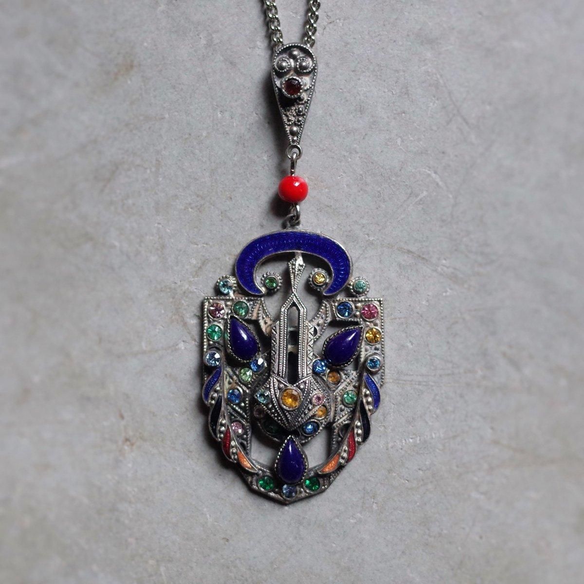 ᥿ ʥ ޥ顼 饹 ͥå쥹1920-30's Enamel Multi Color Glass Necklace