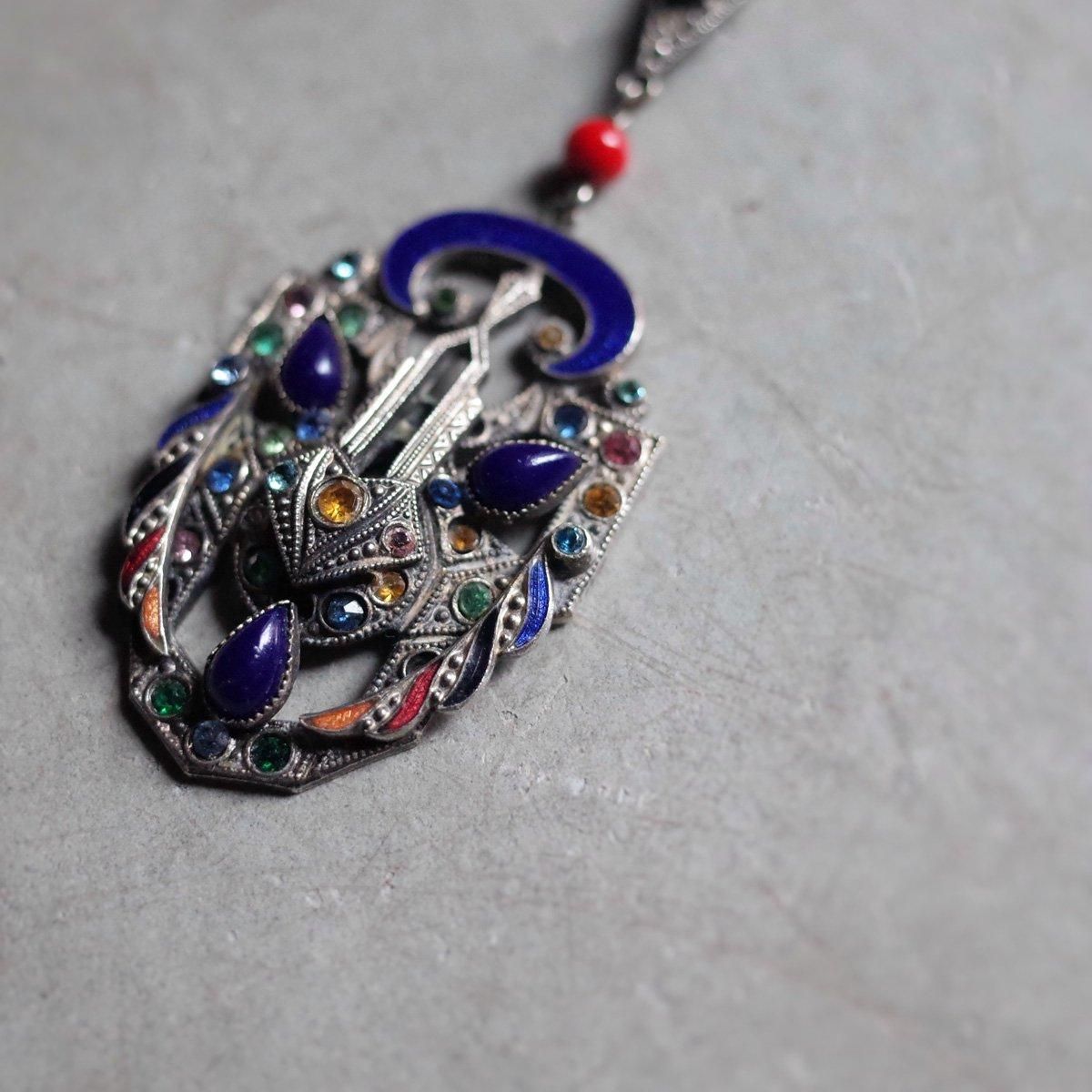 ᥿ ʥ ޥ顼 饹 ͥå쥹1920-30's Enamel Multi Color Glass Necklace