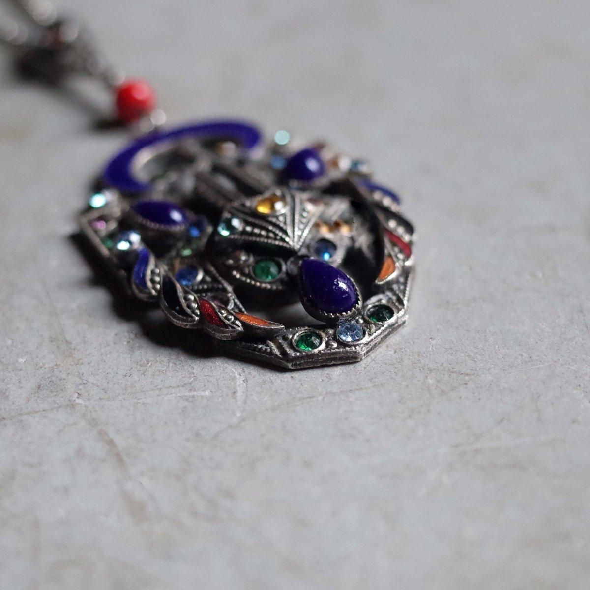 ᥿ ʥ ޥ顼 饹 ͥå쥹1920-30's Enamel Multi Color Glass Necklace