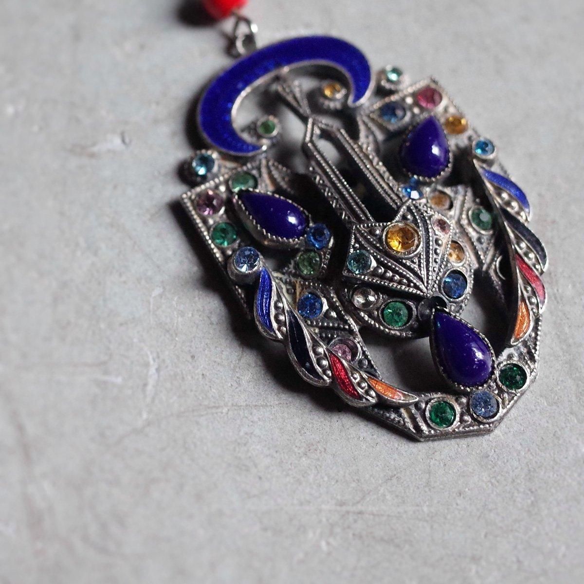 ᥿ ʥ ޥ顼 饹 ͥå쥹1920-30's Enamel Multi Color Glass Necklace