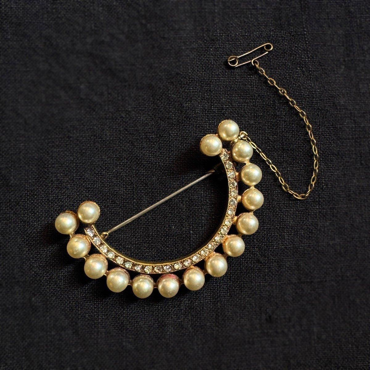 1930ǯ 饹ѡ Ⱦ߷֥Glass Pearl Brooch