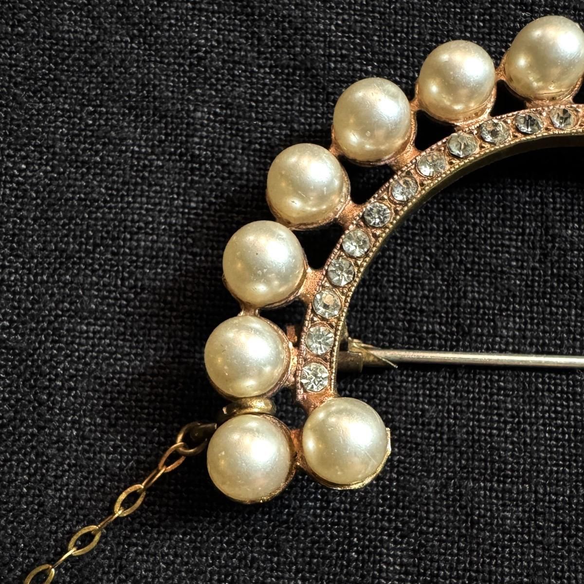 1930ǯ 饹ѡ Ⱦ߷֥Glass Pearl Brooch