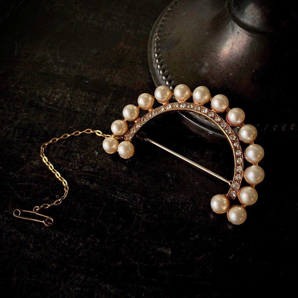 1930ǯ 饹ѡ Ⱦ߷֥Glass Pearl Brooch