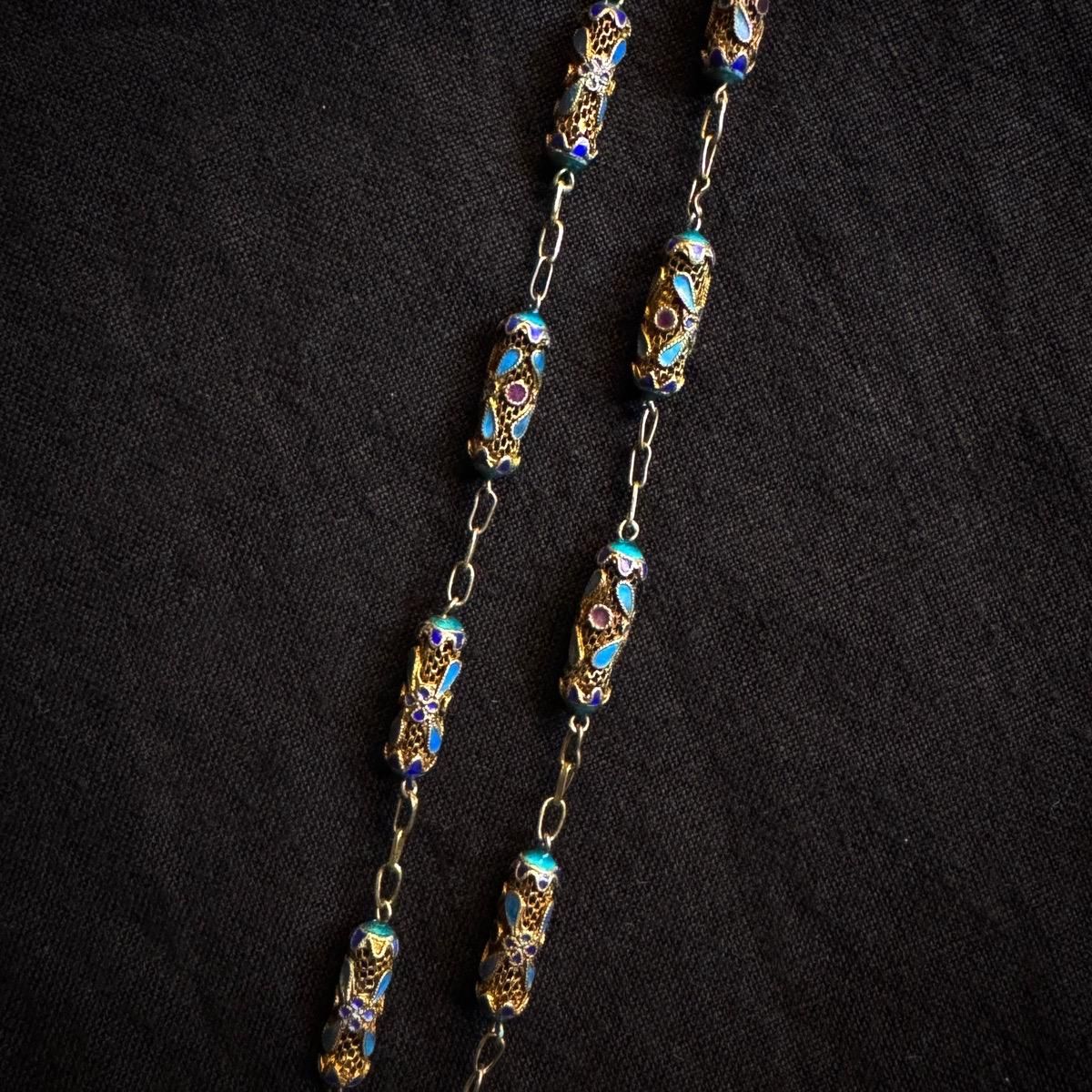 1920-30ǯ С ʥ Ʃͥå쥹Silver Enamel Necklace