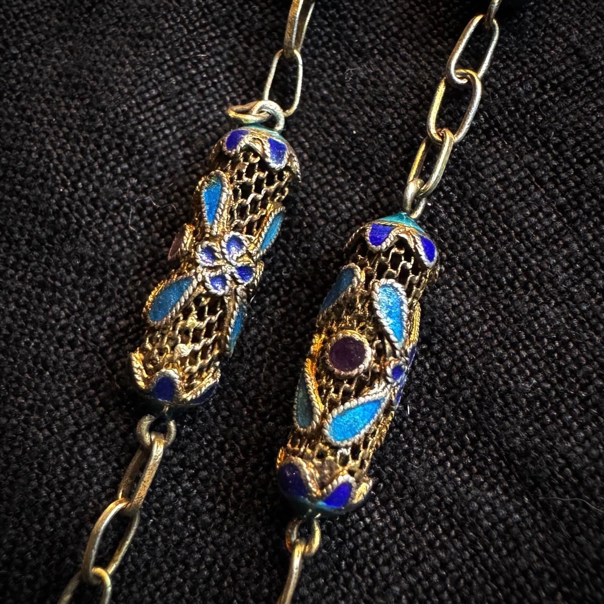 1920-30ǯ С ʥ Ʃͥå쥹Silver Enamel Necklace