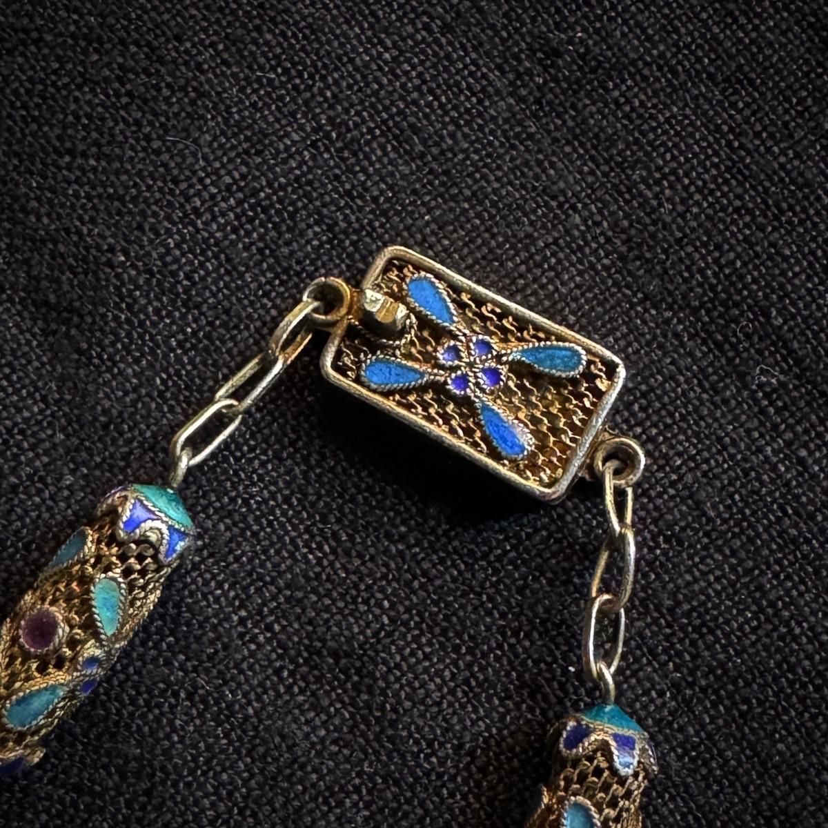 1920-30ǯ С ʥ Ʃͥå쥹Silver Enamel Necklace