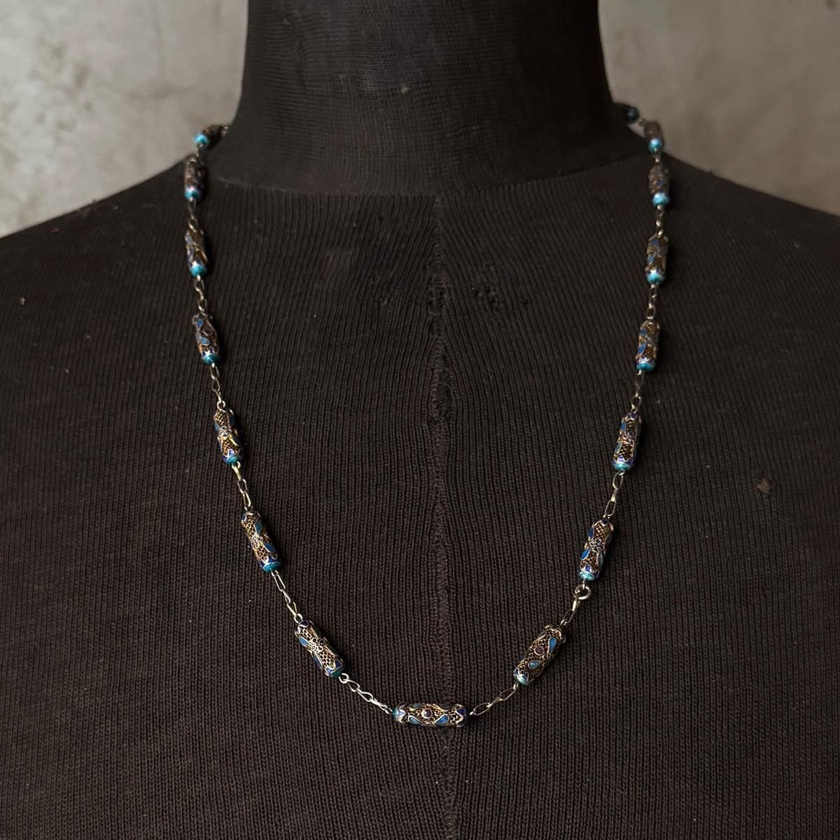1920-30ǯ С ʥ Ʃͥå쥹Silver Enamel Necklace
