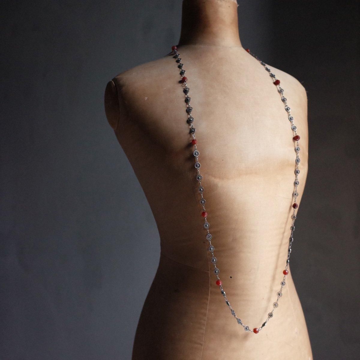 С եꥰ꡼ ͥꥢ ȥEdwardian-Art Deco Silver Filigree Carnelian Sautoir