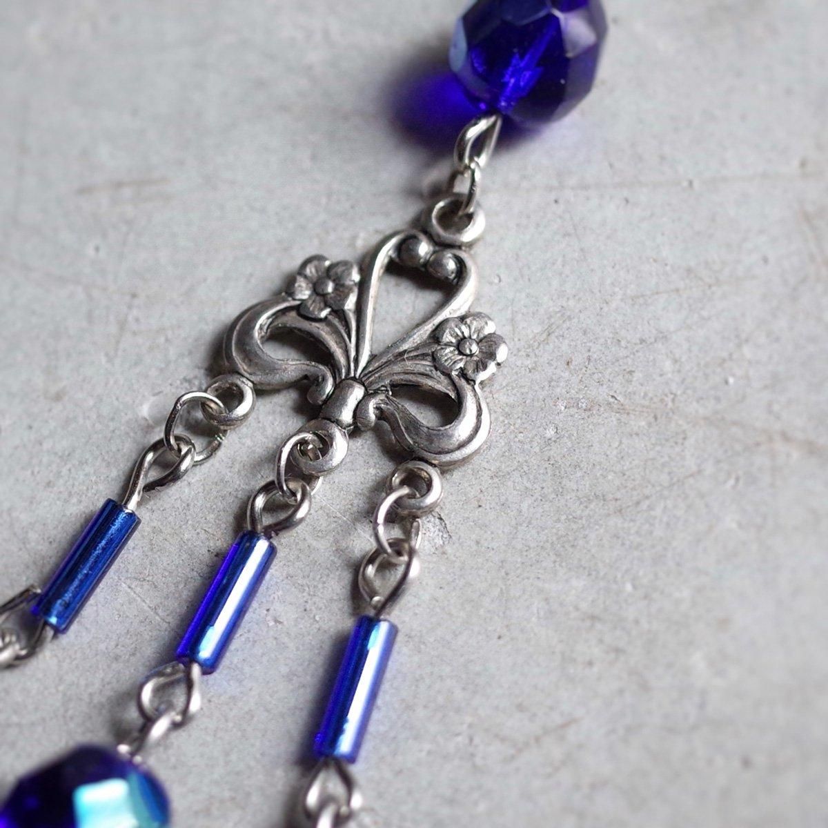 ᥿ ֥롼饹 ͥå쥹1930's Metal Blue Glass Necklace