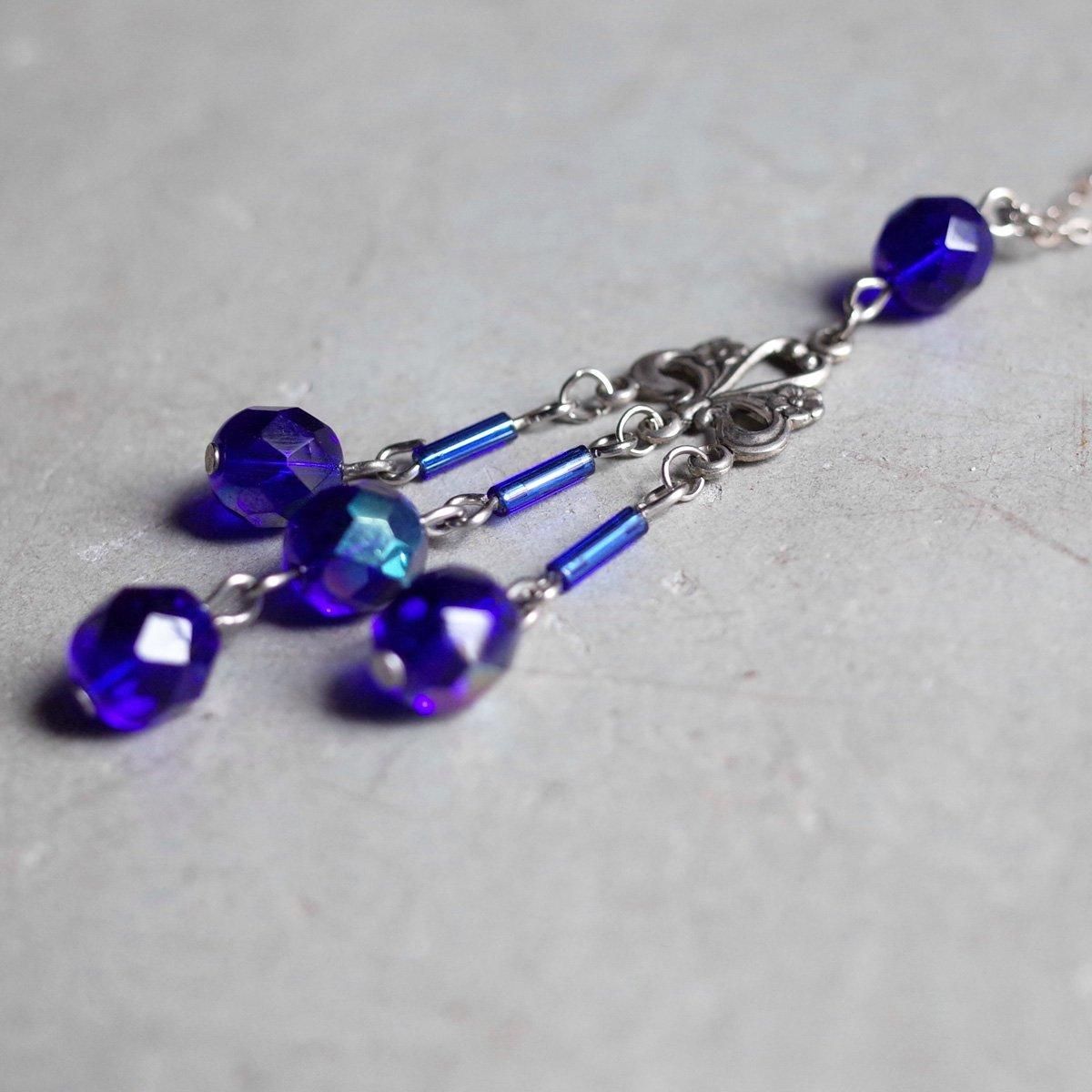 ᥿ ֥롼饹 ͥå쥹1930's Metal Blue Glass Necklace