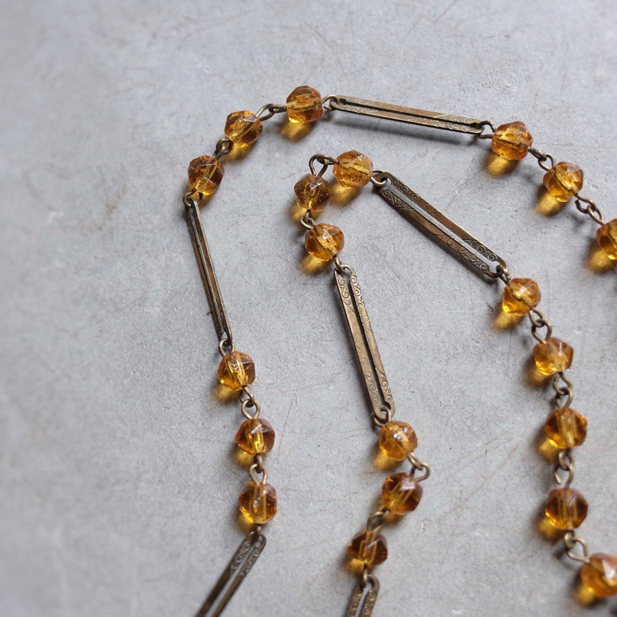 ᥿ С 饹ͥå쥹1930's Metal Amber Glass Necklace