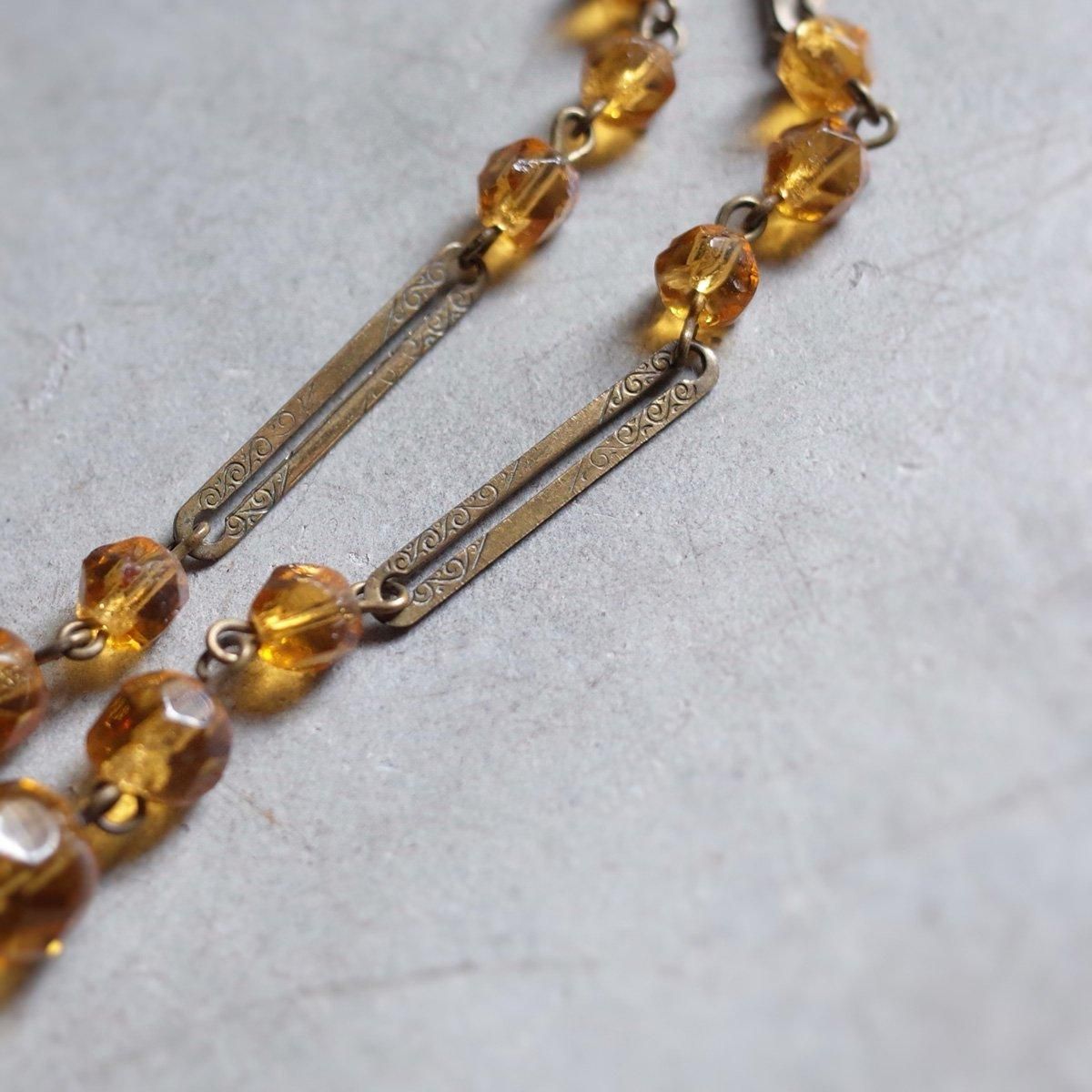 ᥿ С 饹ͥå쥹1930's Metal Amber Glass Necklace