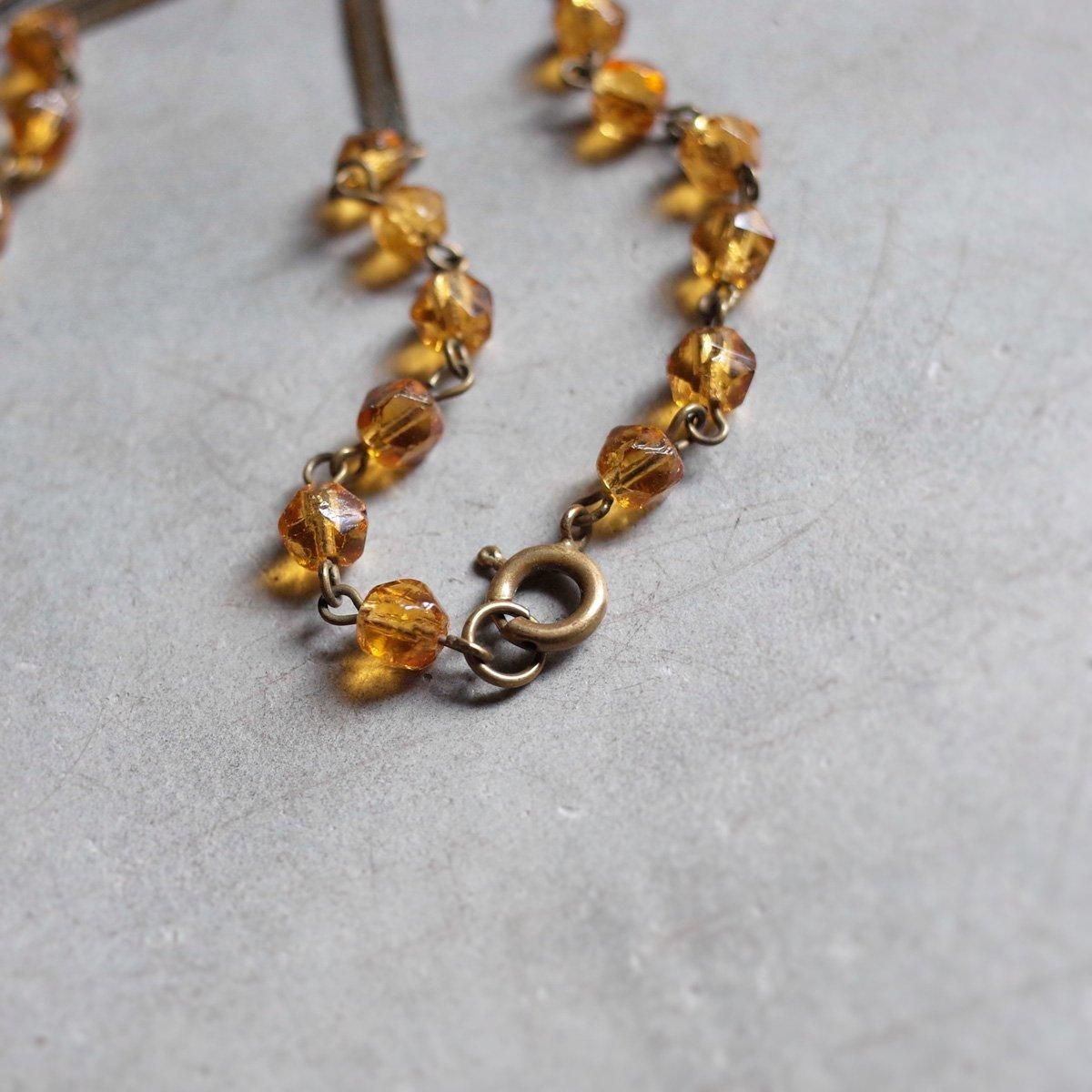 ᥿ С 饹ͥå쥹1930's Metal Amber Glass Necklace