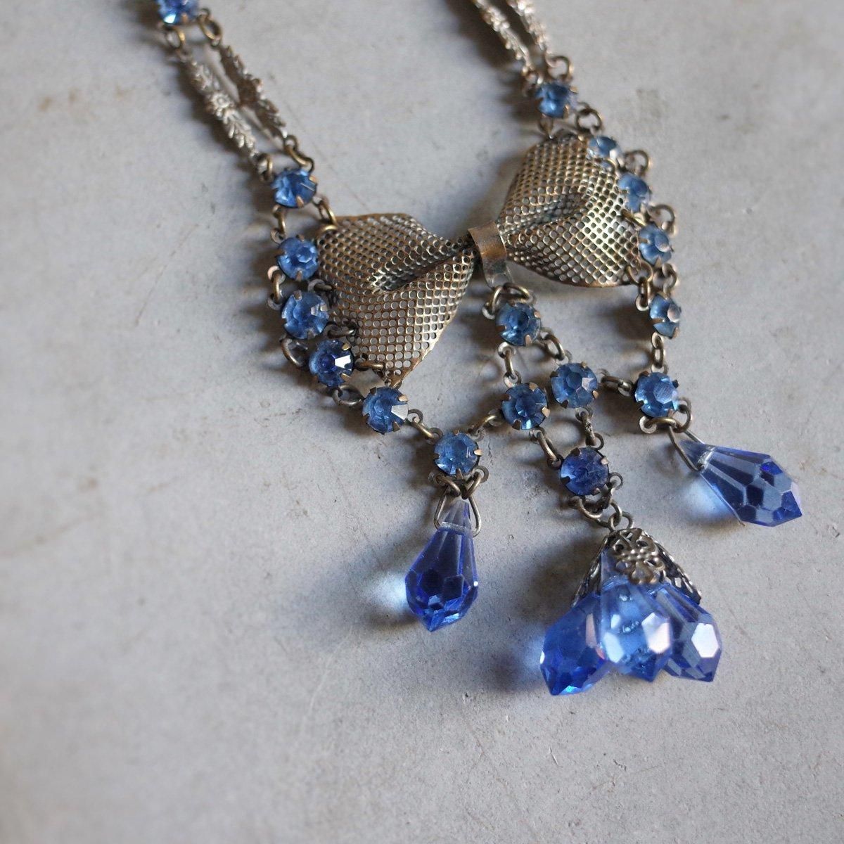 ᥿ ֥롼饹 ܥ ͥå쥹1930's Metal Blue Glass Ribbon Necklace