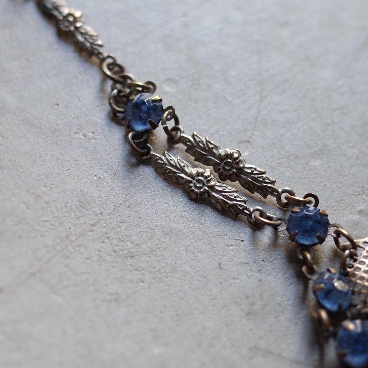᥿ ֥롼饹 ܥ ͥå쥹1930's Metal Blue Glass Ribbon Necklace