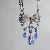 ᥿ ֥롼饹 ܥ ͥå쥹1930's Metal Blue Glass Ribbon Necklace