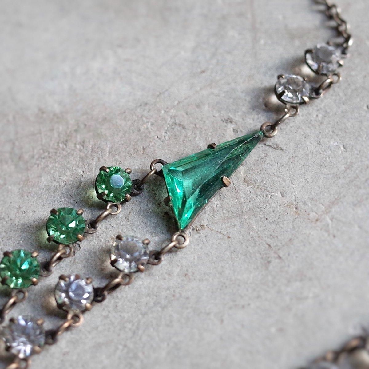 ᥿ ꡼󥬥饹 2Ϣ ͥå쥹1930's Metal Green Glass Necklace