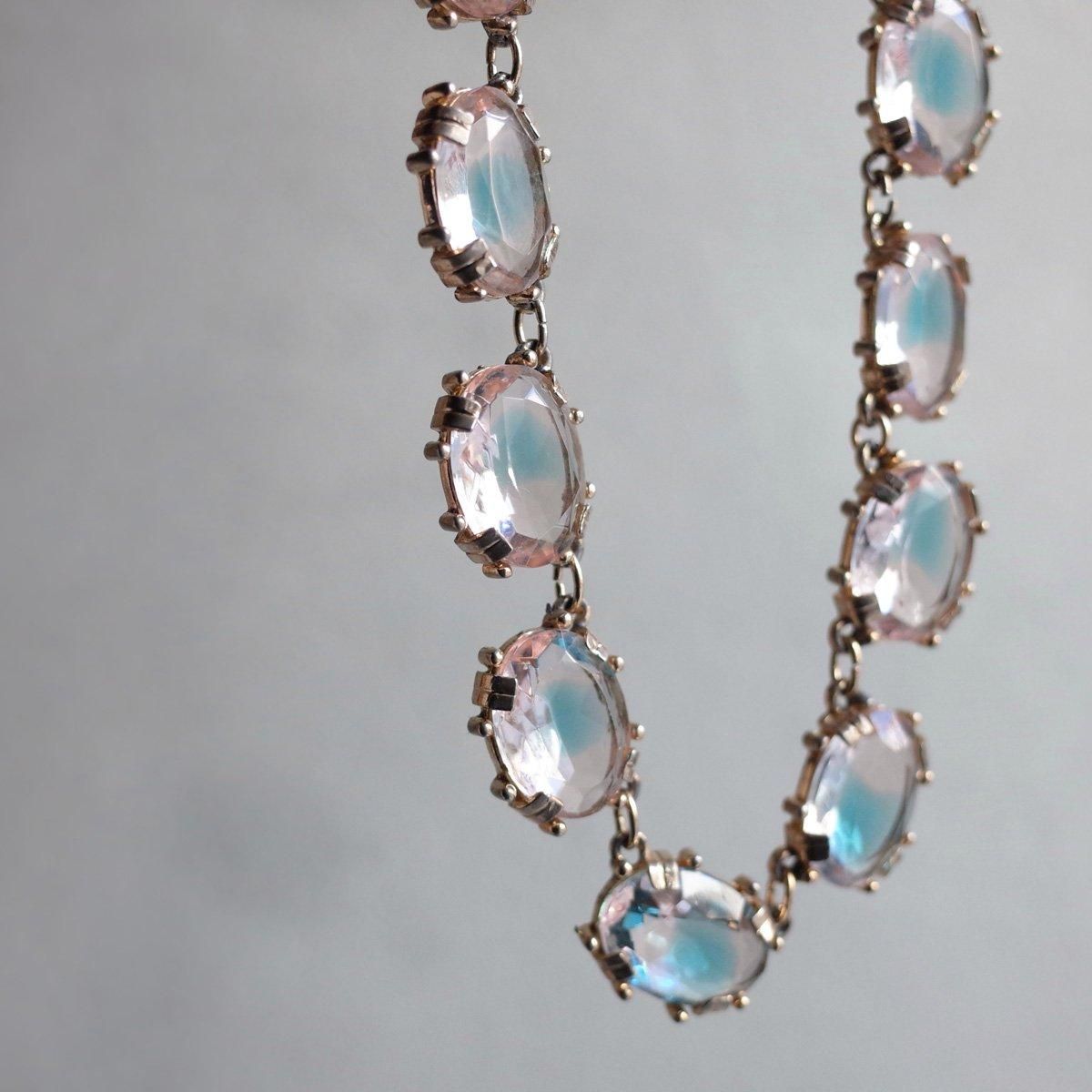 ᥿ Х顼饹 ͥå쥹1940's Metal Bicolor Glass Necklace