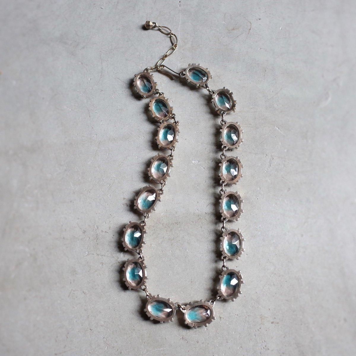 ᥿ Х顼饹 ͥå쥹1940's Metal Bicolor Glass Necklace