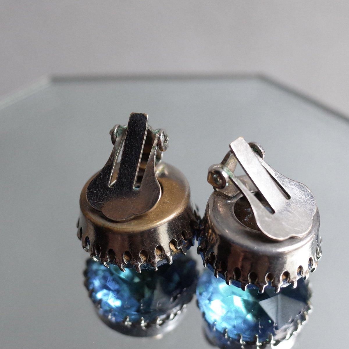 ᥿ 忧饹 󥰡1950's Metal Light Blue Glass Earrings