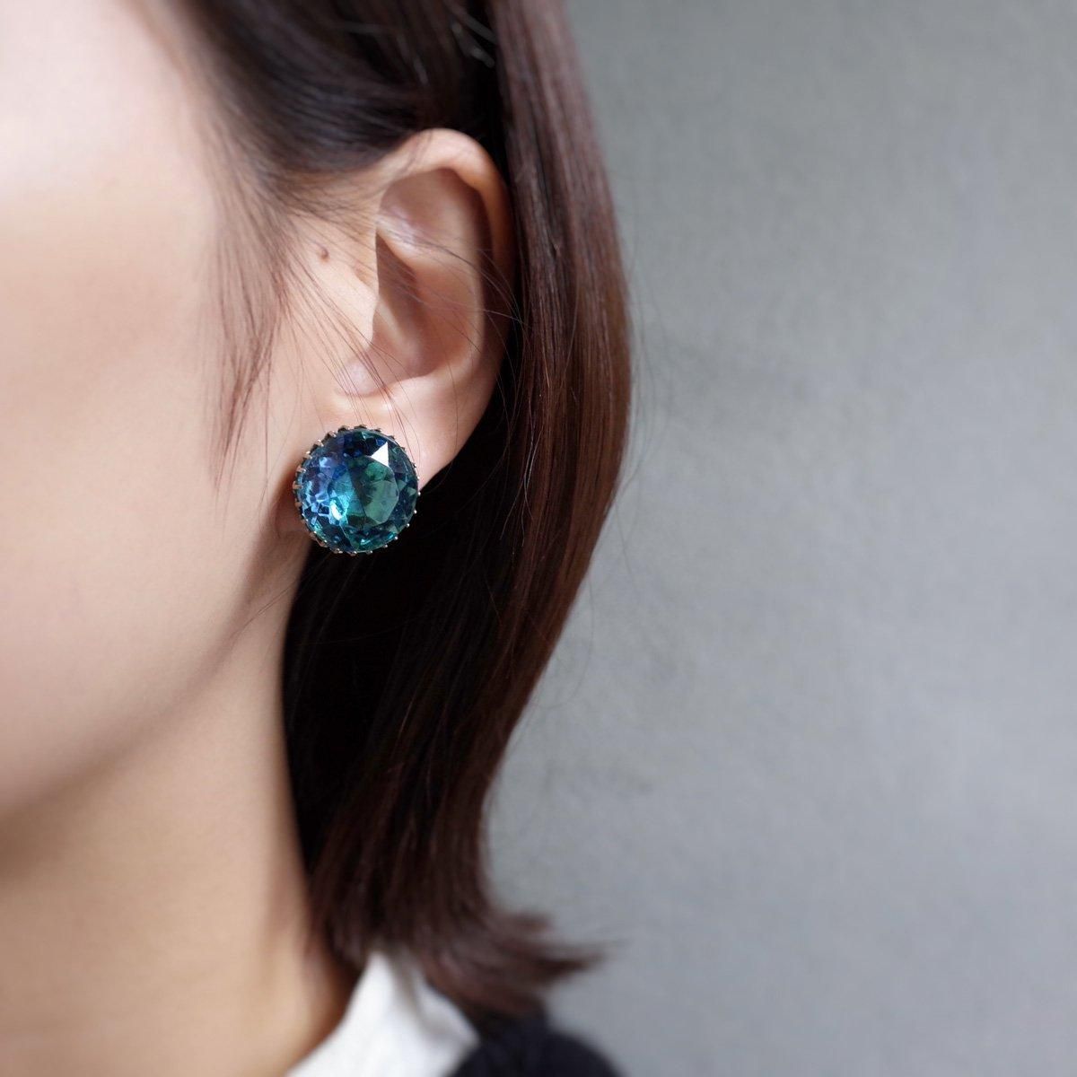 ᥿ 忧饹 󥰡1950's Metal Light Blue Glass Earrings