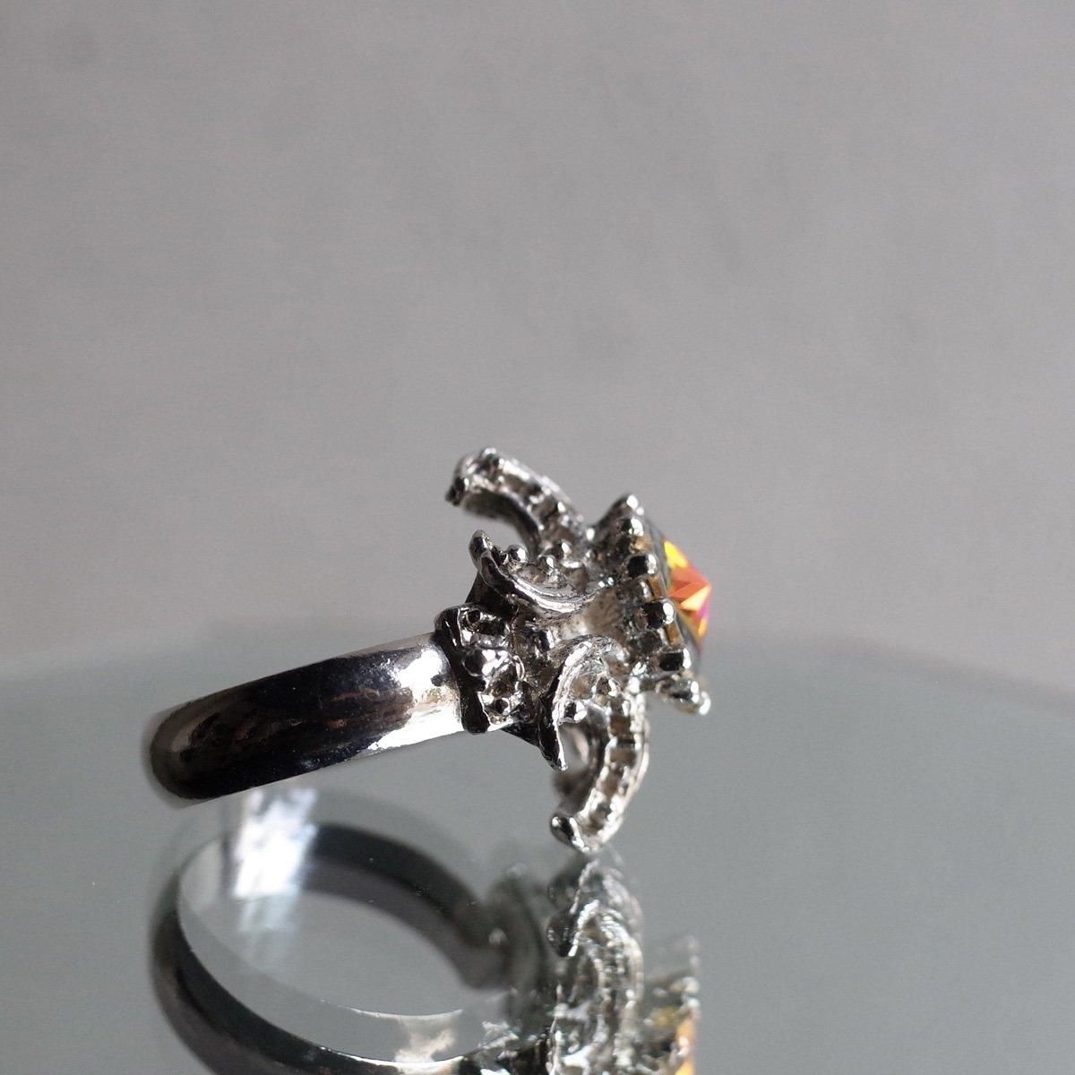 ᥿ ܥꥬ饹  1950's Metal Rivoli Glass Ring