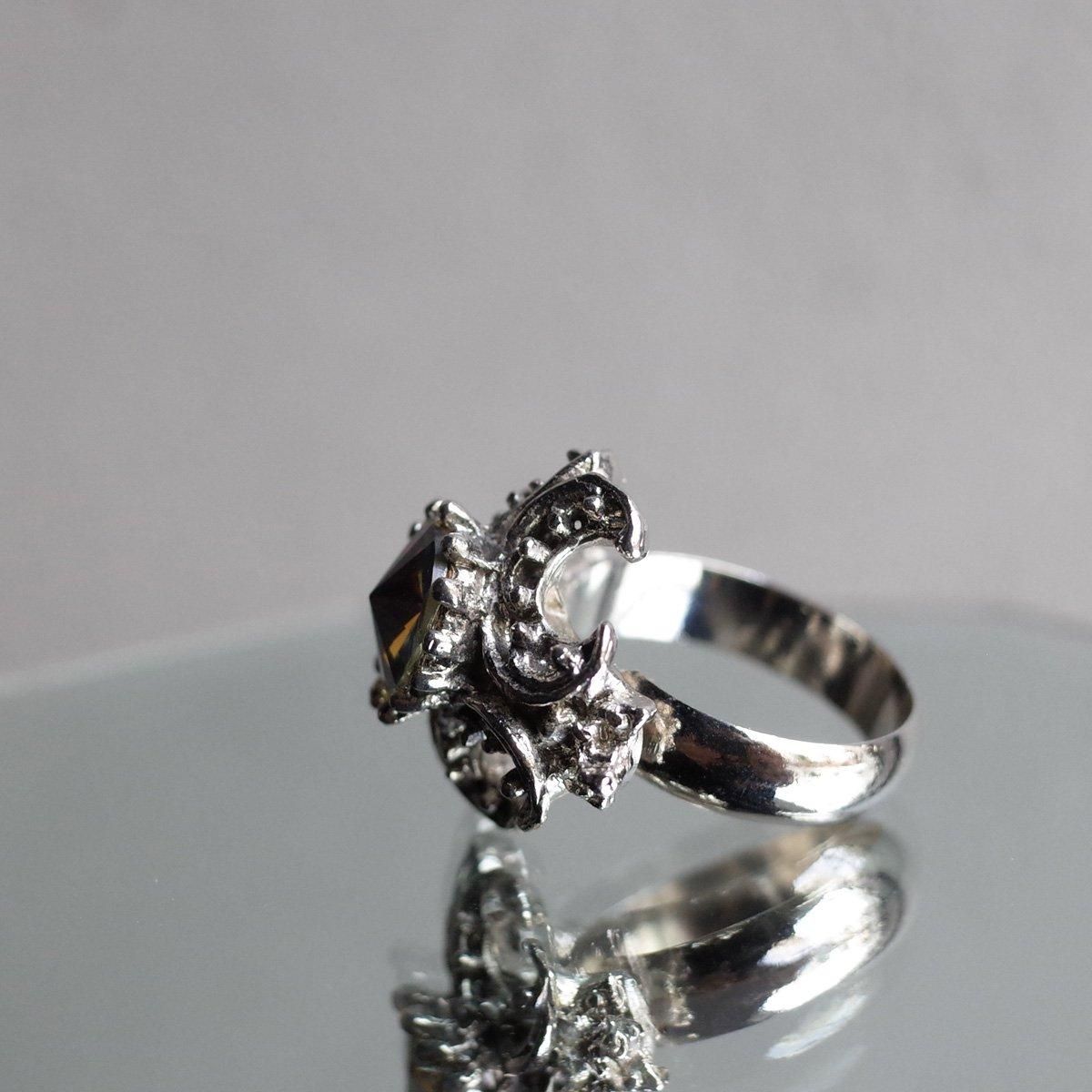 ᥿ ܥꥬ饹  1950's Metal Rivoli Glass Ring