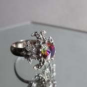 ᥿ ܥꥬ饹  1950's Metal Rivoli Glass Ring