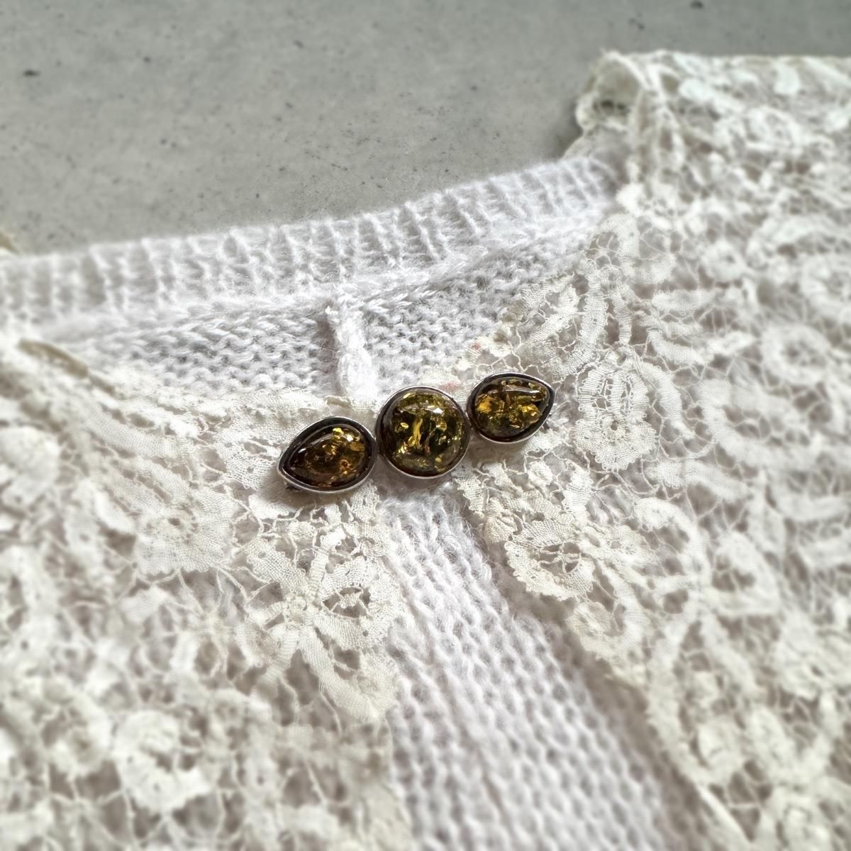 ơ С ꡼󥢥С ֥Silver Amber Brooch