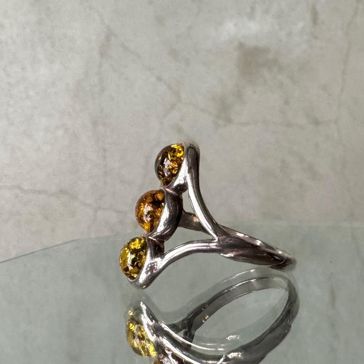 ơ С ꡼󥢥С 󥰡Silver Amber Ring