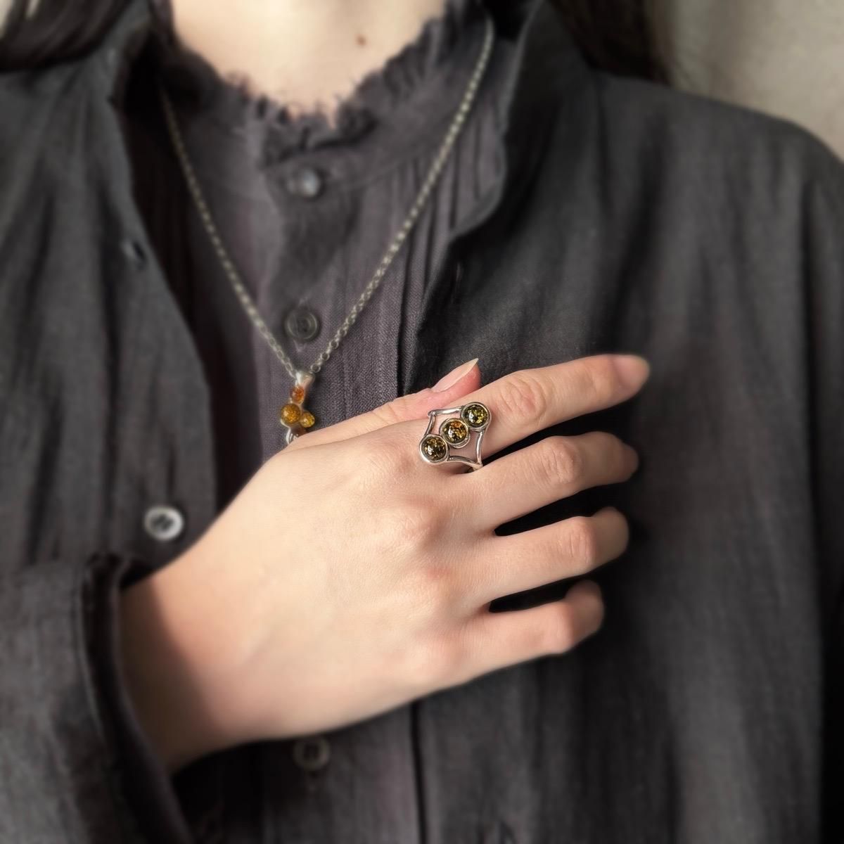 ơ С ꡼󥢥С 󥰡Silver Amber Ring