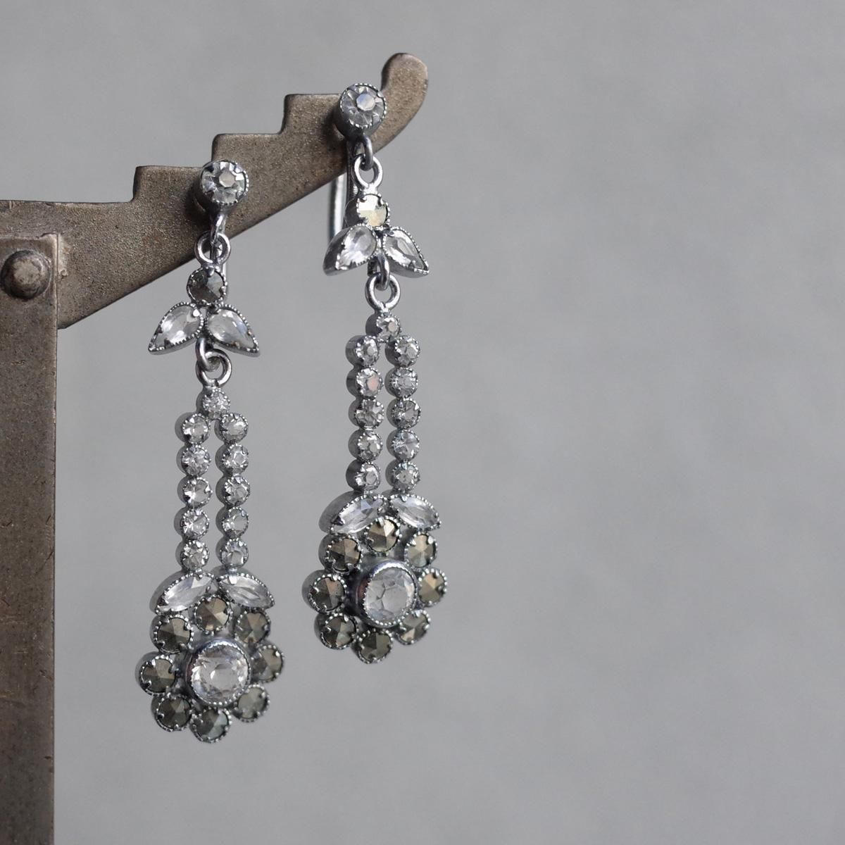 1930's Silver Marcasite Glass Earrings1930ǯ С ޡ 饹 󥰡