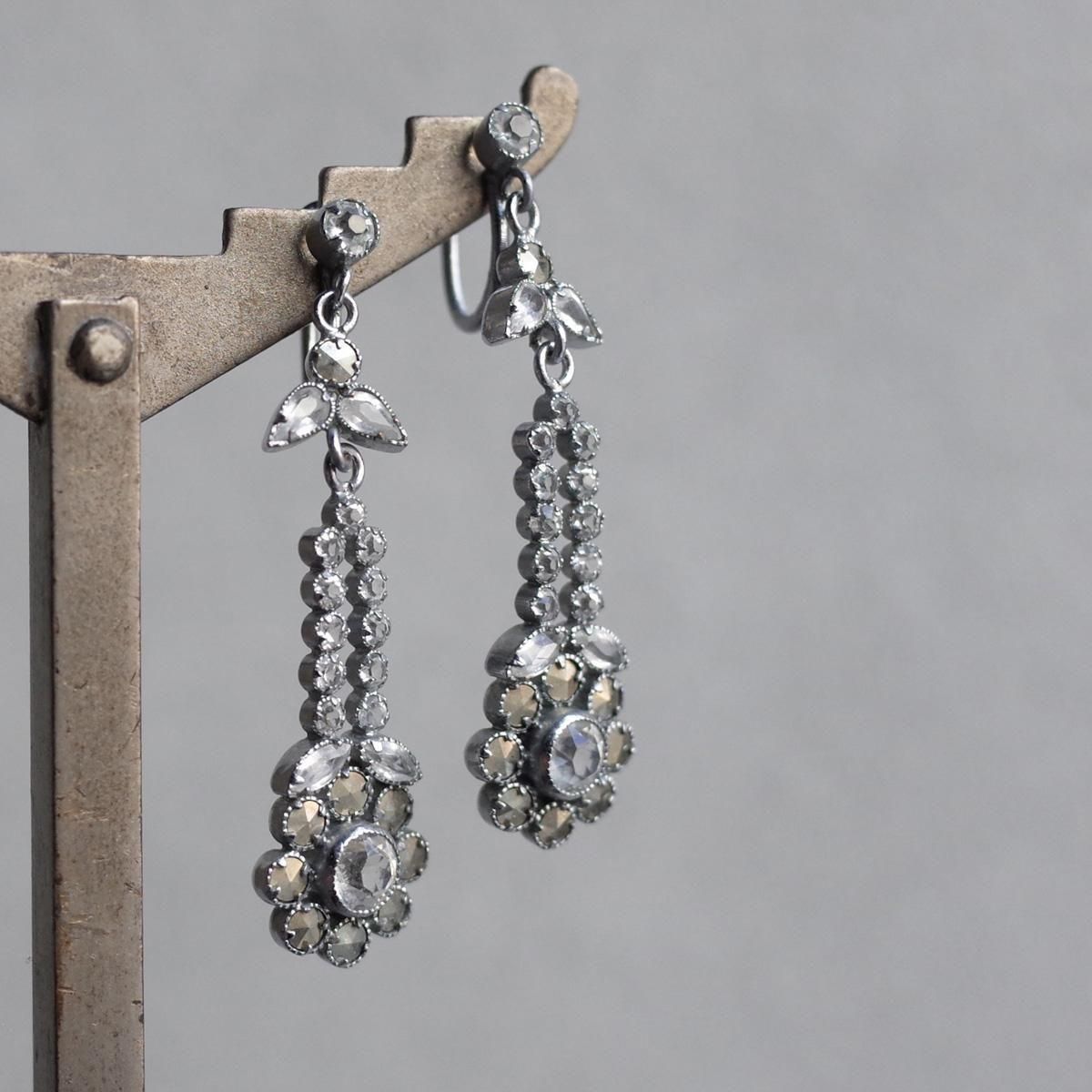 1930's Silver Marcasite Glass Earrings1930ǯ С ޡ 饹 󥰡