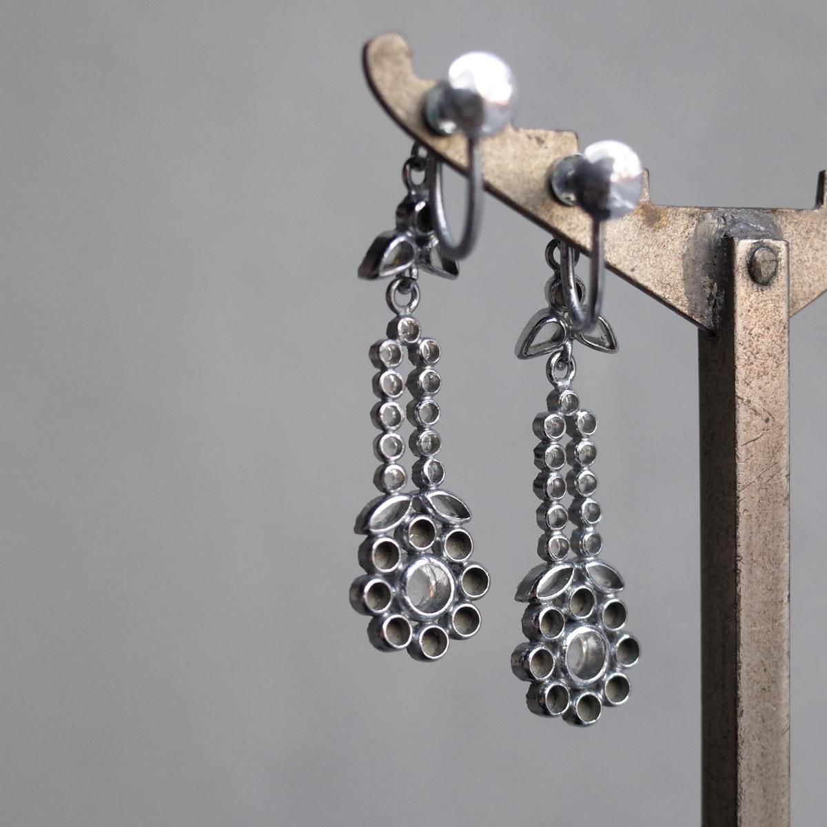 1930's Silver Marcasite Glass Earrings1930ǯ С ޡ 饹 󥰡