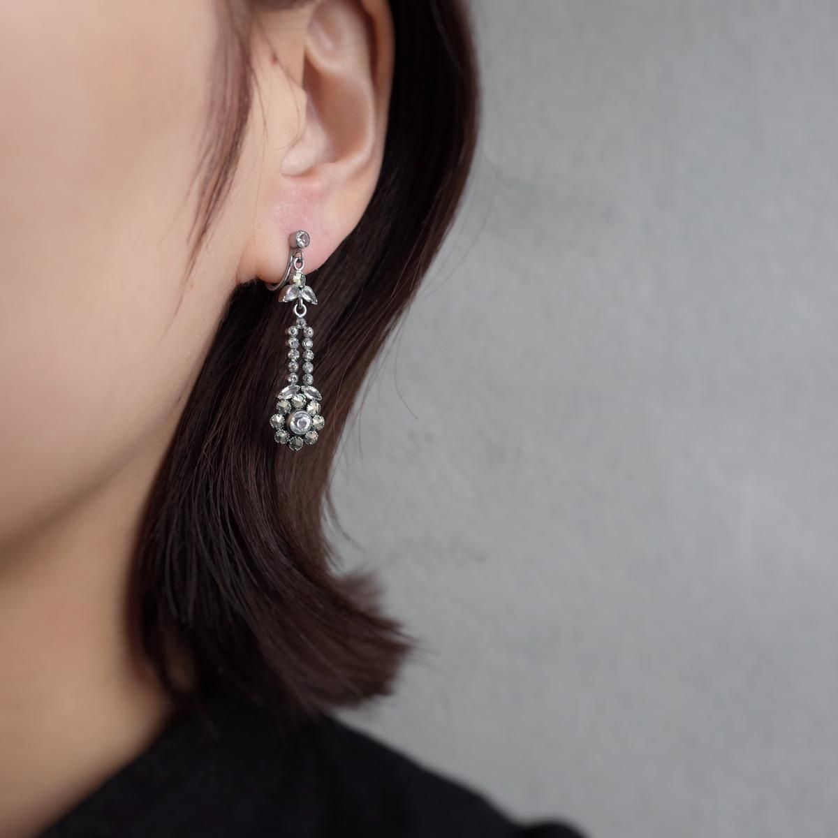 1930's Silver Marcasite Glass Earrings1930ǯ С ޡ 饹 󥰡