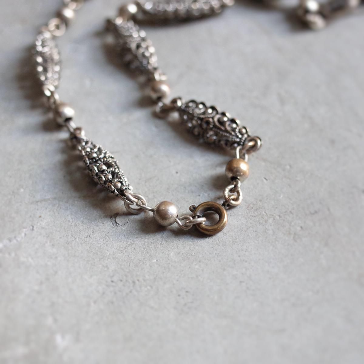 ᥿ ѡ ѡץ륬饹 ͥå쥹1920's Metal Pearl Purple Glass Necklace