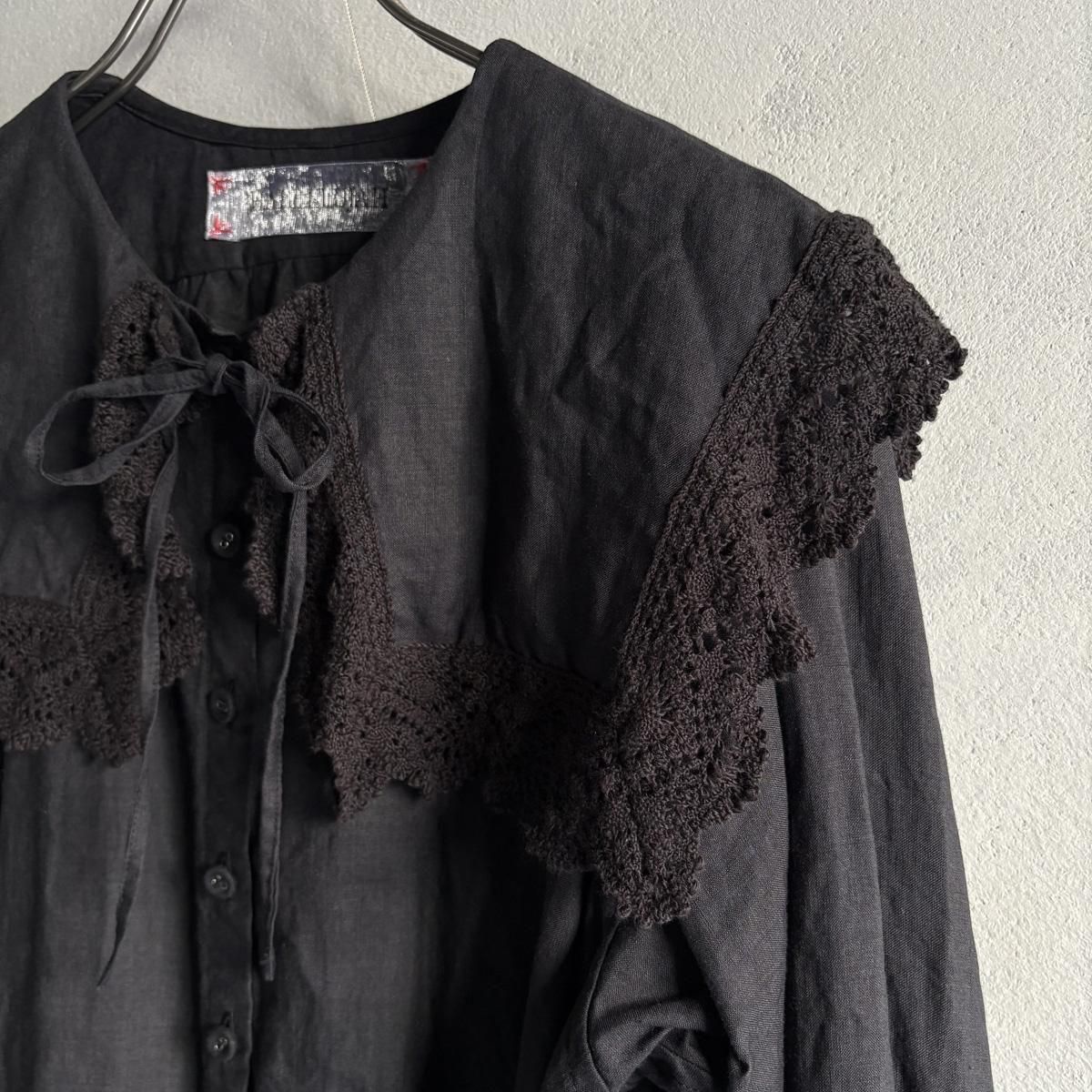 <img class='new_mark_img1' src='https://img.shop-pro.jp/img/new/icons13.gif' style='border:none;display:inline;margin:0px;padding:0px;width:auto;' />HALLELUJAH 5, Chemise Religieuse_col carreʥϥ ƻ֥饦 ܥå顼Black
