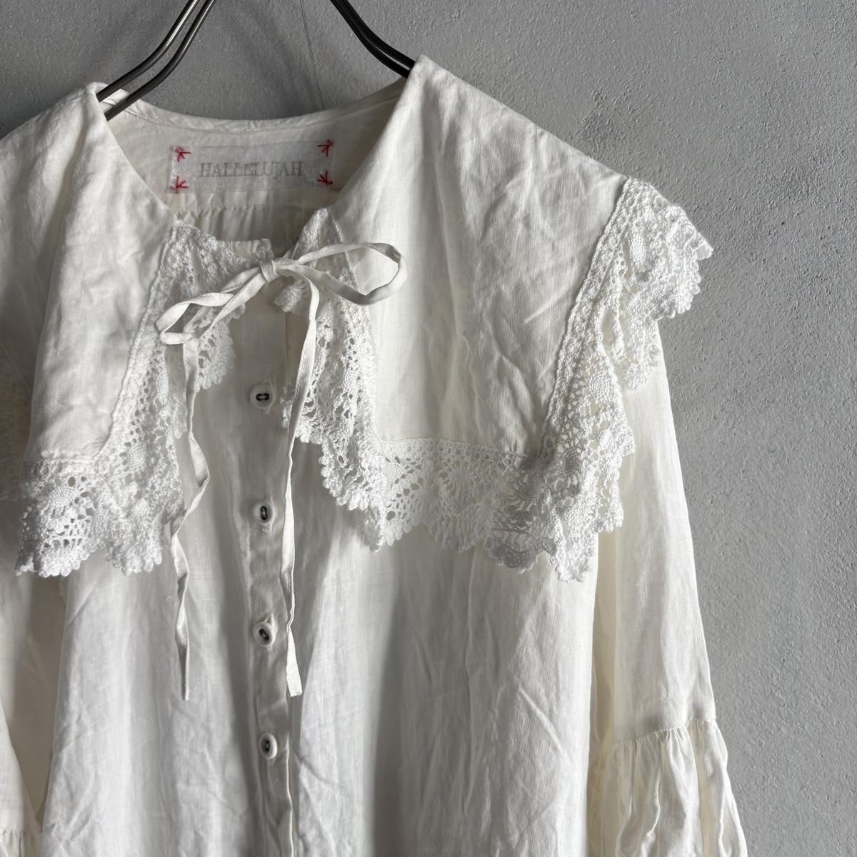 <img class='new_mark_img1' src='https://img.shop-pro.jp/img/new/icons13.gif' style='border:none;display:inline;margin:0px;padding:0px;width:auto;' />HALLELUJAH 5, Chemise Religieuse_col carreʥϥ ƻ֥饦 ܥå顼Off White