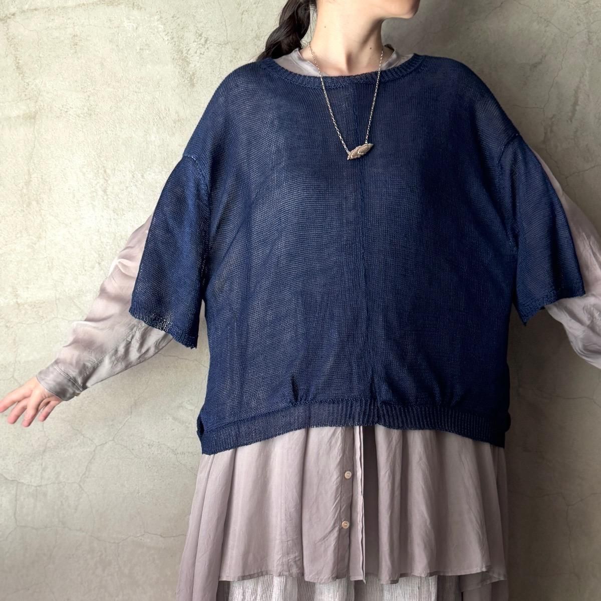 suzuki takayuki knitted t-shirtʥ業 ˥åƥTġInk blue
